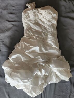 Vintage Alyce Designs Strapless Ruched Bubble Hem Mini Dress White 6